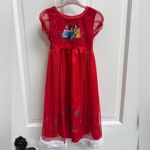 Disney 3T Girls Red Princess Cinderella Belle Jasmine Short Sleeve Winter Dress